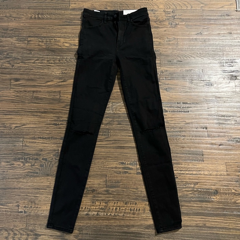 American Eagle Black Next Level Stretch Jeans - Sz 6, Extra Long Length